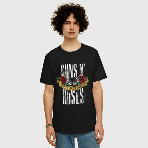 Мужская футболка хлопок Oversize с принтом Guns N' Roses Рок группа, фото на моделе #1