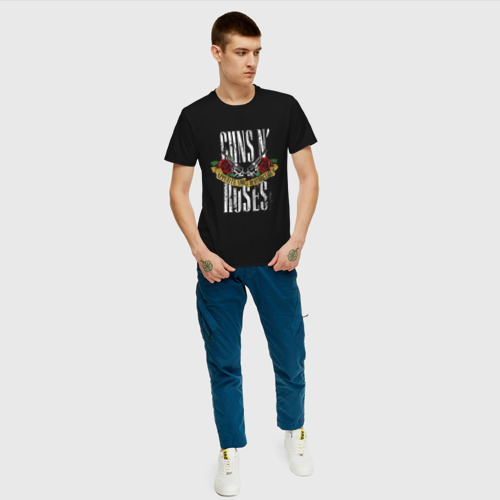Мужская футболка с принтом Guns N' Roses Рок группа, вид сбоку #3