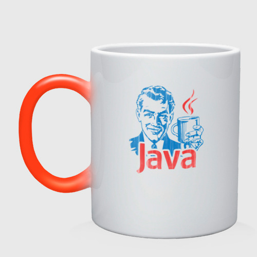 Кружка хамелеон с принтом Java программист с кофе, вид спереди #2