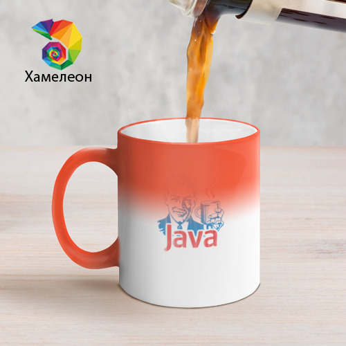 Кружка хамелеон с принтом Java программист с кофе, вид сбоку #3