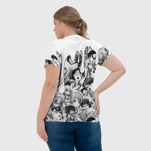 Женская футболка 3D с принтом АХЕГАО - AHEGAO ПОДТЕКИ, вид сзади #2