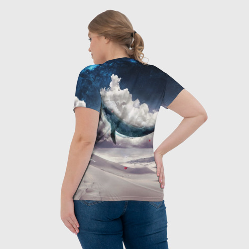 Женская футболка 3D с принтом Кит-арт, вид сзади #2