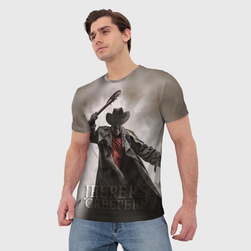 Мужская 3D футболка с принтом Джиперс криперс 3д, фото на моделе #1