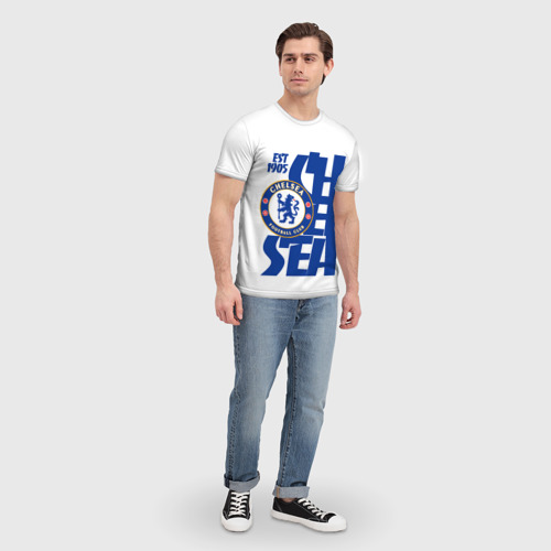 Мужская футболка 3D с принтом Chelsea est 1905, вид сбоку #3