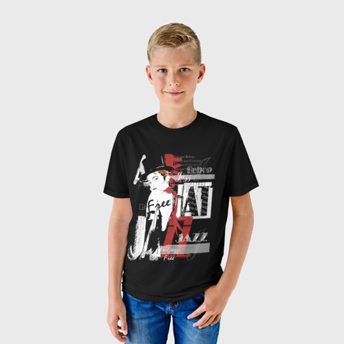 Детская футболка 3D с принтом JAZZ (девушка), фото на моделе #1