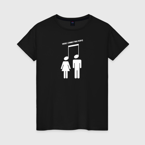 Женская футболка с принтом Music Connecting People Портрет, вид спереди #2