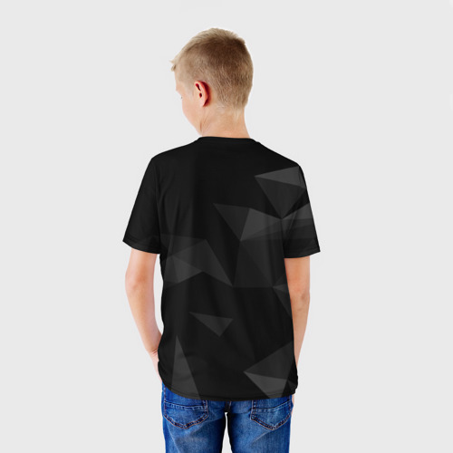 Детская футболка 3D с принтом Land Rover геометрия, вид сзади #2