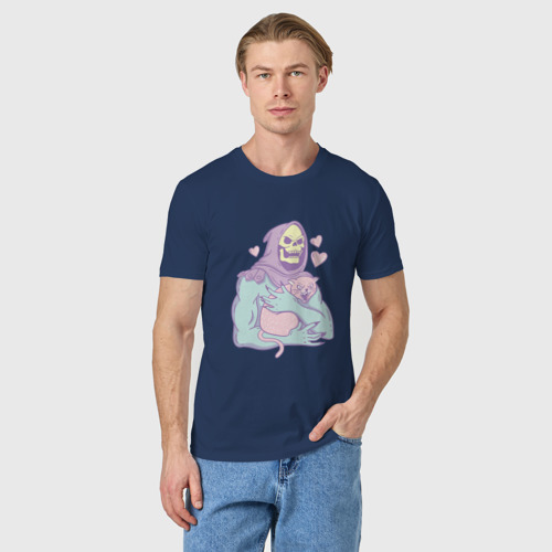 Мужская футболка хлопок с принтом Властелины вселенной 2023 сердечки и котики, фото на моделе #1