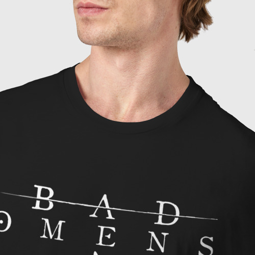 Мужская футболка хлопок с принтом Bad Omens logo, фото #4