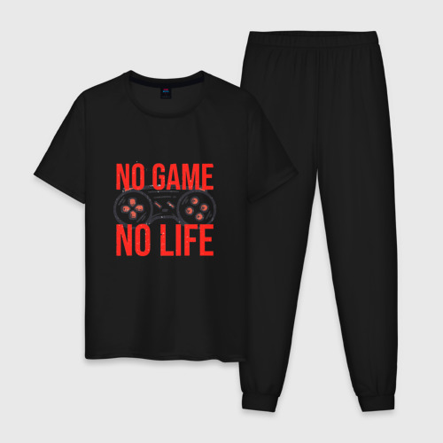 Мужская пижама хлопок с принтом No game /no life, вид спереди #2