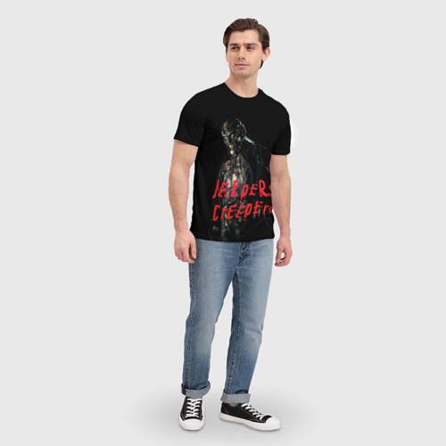 Мужская 3D футболка с принтом Джиперс Криперс - жуткий монстр, вид сбоку #3