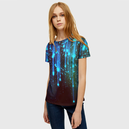Женская футболка 3D с принтом Звездопад Звёздный дождь, фото на моделе #1