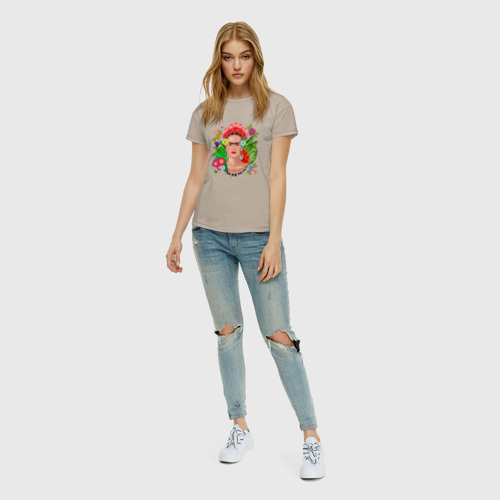 Женская футболка с принтом Фрида Кало Мексика Художник Феминист, вид сбоку #3