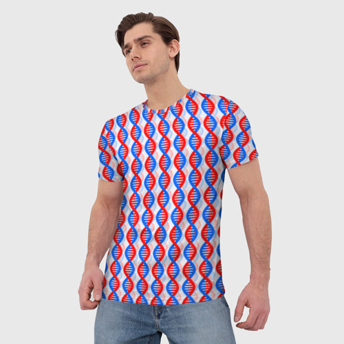 Мужская футболка 3D с принтом Спирали ДНК, фото на моделе #1
