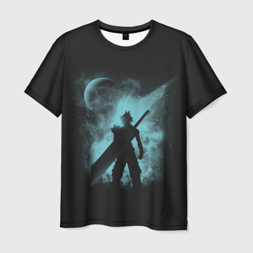 Мужская футболка 3D с принтом Силуэт Клауда, вид спереди #2