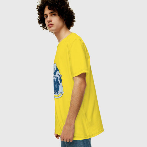 Мужская футболка хлопок Oversize с принтом Маленький маг, вид сбоку #3