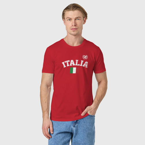 Мужская футболка хлопок с принтом Футбол Италия, фото на моделе #1