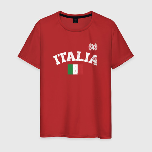Мужская футболка хлопок с принтом Футбол Италия, вид спереди #2