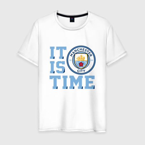 Мужская футболка хлопок с принтом It is Manchester City Time, вид спереди #2