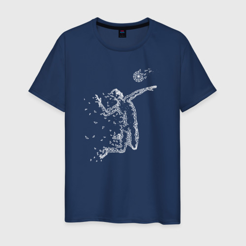 Мужская футболка хлопок с принтом Волейбольный удар, вид спереди #2