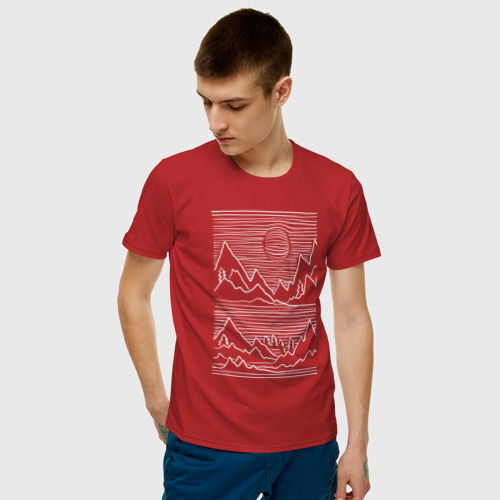 Мужская футболка с принтом 3D ГОРЫ, фото на моделе #1