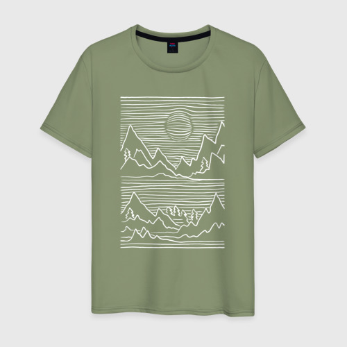 Мужская футболка хлопок с принтом 3D горы, вид спереди #2