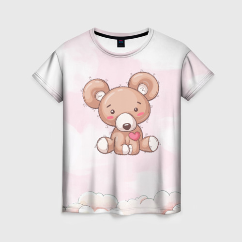 Женская футболка 3D с принтом Плюшевый мишка игрушка, вид спереди #2