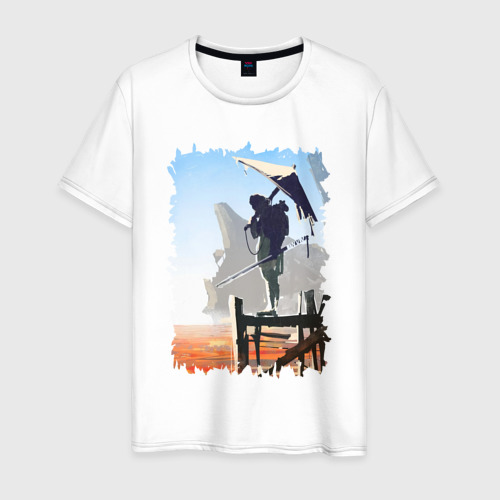 Мужская футболка хлопок с принтом Warrior of desert, вид спереди #2