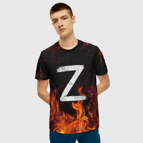 Мужская 3D футболка с принтом Z ОГОНЬ!, фото на моделе #1