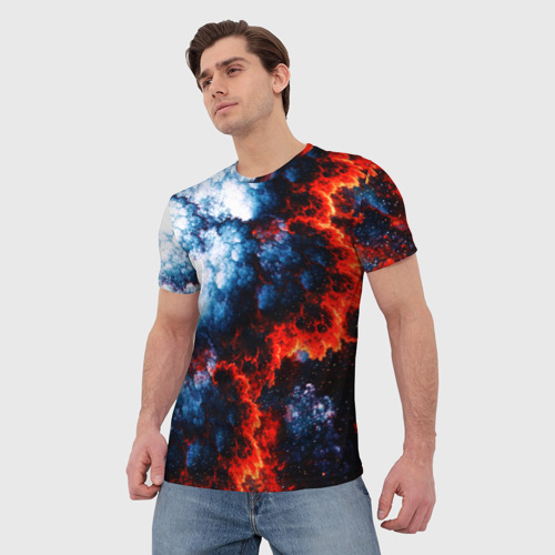 Мужская футболка 3D с принтом 3D ядерный космический взрыв огонь, фото на моделе #1
