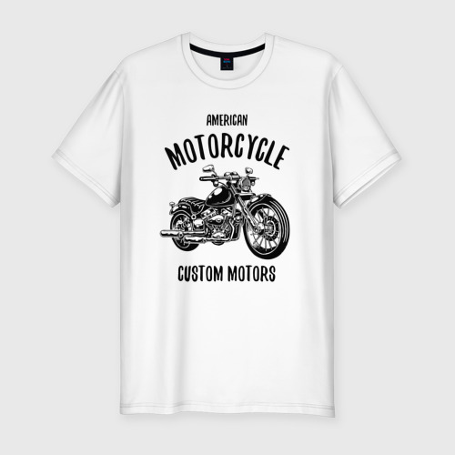 Мужская футболка хлопок Slim с принтом American Motorcycle, вид спереди #2