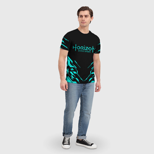 Мужская футболка 3D с принтом Horizon Zero Dawn neon, вид сбоку #3