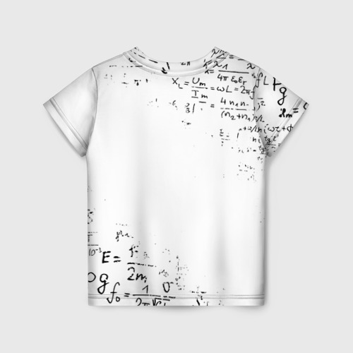 Детская футболка 3D с принтом Кот программист формулы, вид сзади #1