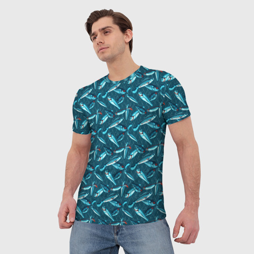 Мужская футболка 3D с принтом Воблеры рыбки, фото на моделе #1