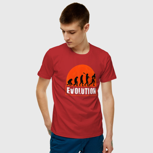 Мужская футболка с принтом Эволюция в регби, фото на моделе #1