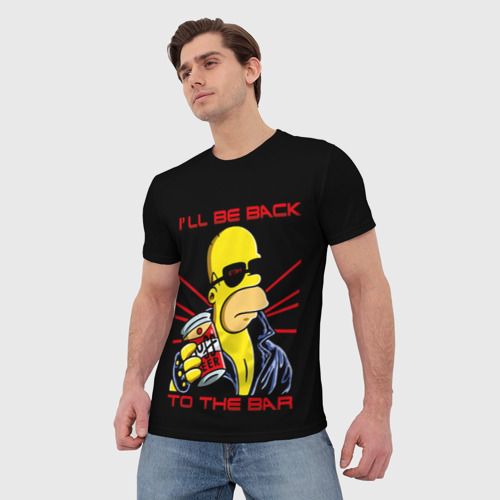 Мужская футболка 3D с принтом Гомер I'll Be Back to the bar Симпсоны, фото на моделе #1