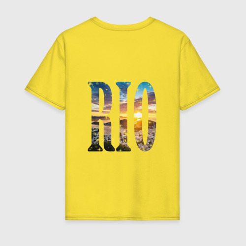Мужская футболка хлопок с принтом Rio de janeiro, вид сзади #1