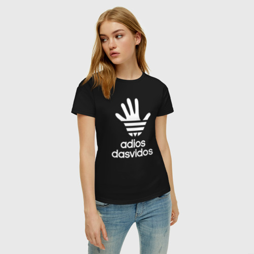 Женская футболка с принтом Досвидос adidas, вид сбоку #3