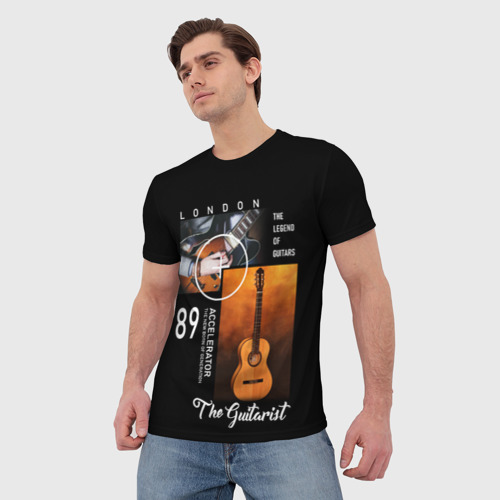 Мужская футболка 3D с принтом Гитара гитариста, фото на моделе #1