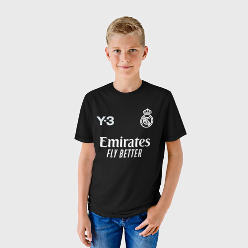 Детская футболка 3D с принтом Бензема Реал Мадрид специальная форма к 120-летию клуба, фото на моделе #1
