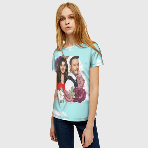 Женская футболка 3D с принтом Эда Йылдыз и Серкан Болат, фото на моделе #1