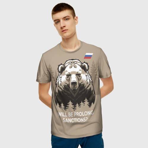 Мужская 3D футболка с принтом Санкции продлевать будете? Will be prolong sanctions?, фото на моделе #1