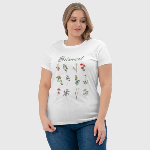 Женская футболка хлопок с принтом Botanical разные растения ботаника, фото #4