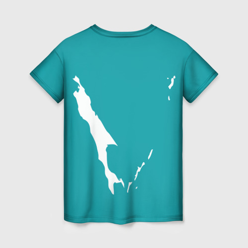 Женская футболка 3D с принтом Сахалин герб, вид сзади #1