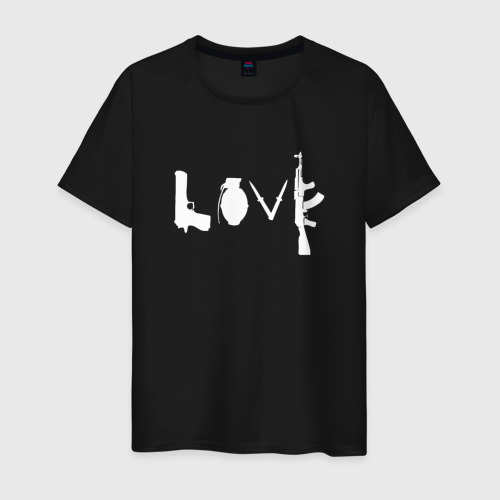 Мужская футболка хлопок с принтом Banksy love Weapon, вид спереди #2