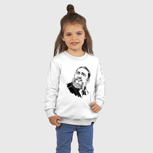 Детский свитшот хлопок с принтом Великий Фидель Кастро, фото на моделе #1