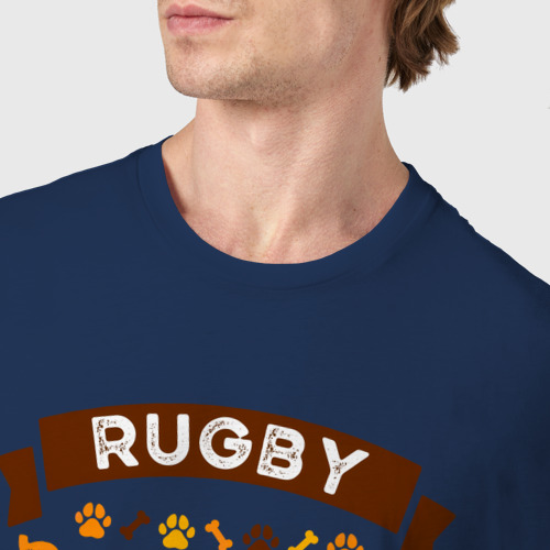 Мужская футболка хлопок с принтом Энтузиаст регби и любитель собак, фото #4