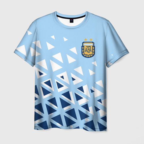 Мужская 3D футболка с принтом Сборная Аргентины футбол, вид спереди #2