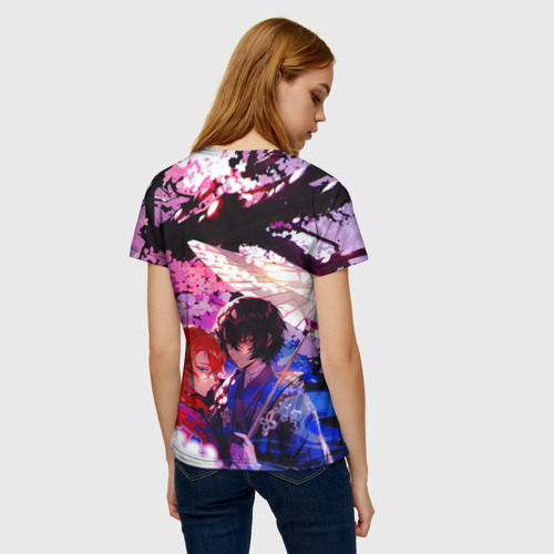 Женская 3D футболка с принтом Чуя и дазай / проза бродячих псов, вид сзади #2