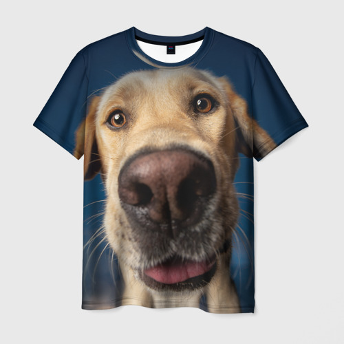 Мужская футболка 3D с принтом Собакен - лабрадор, вид спереди #2